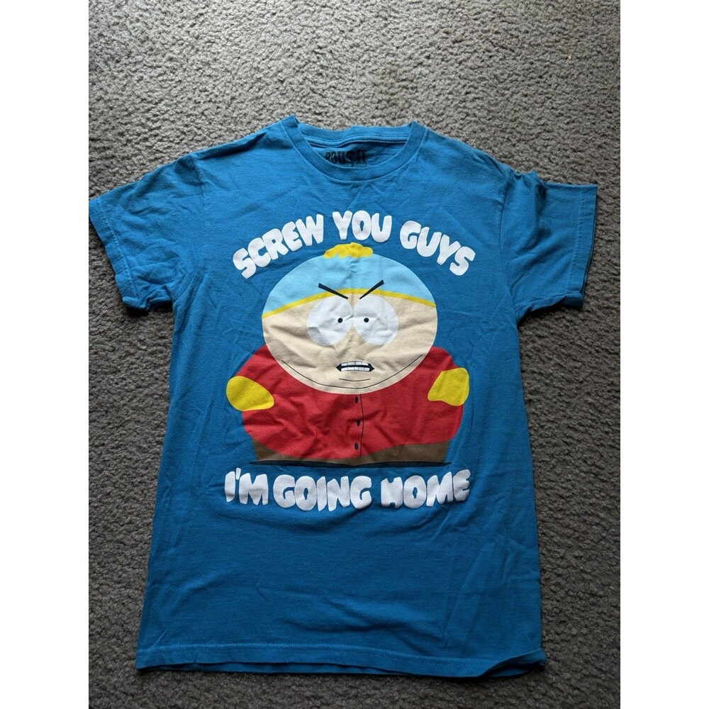 South Park Eric Cartman Men's Size SM Blue T-Shirt Screw You Guys I'm Going Home